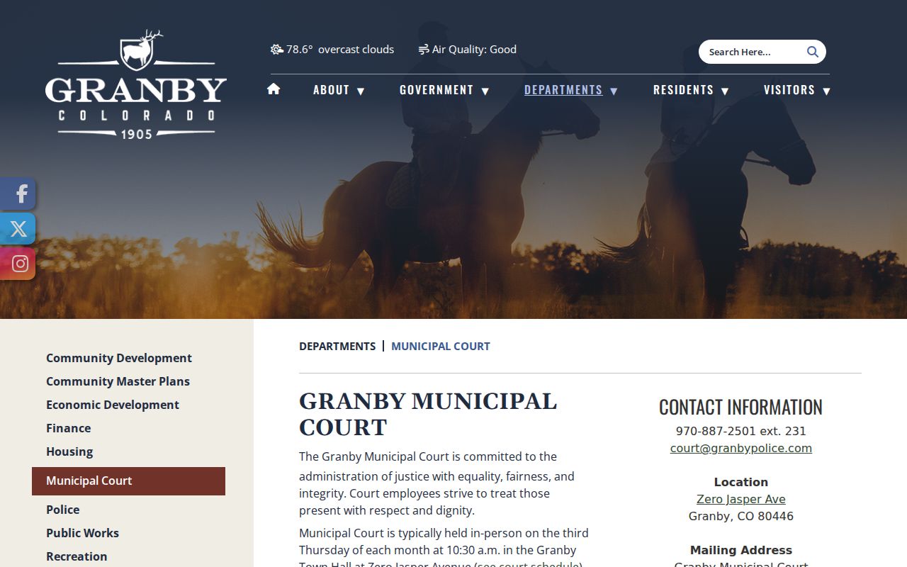 Official Granby Municipal Court page