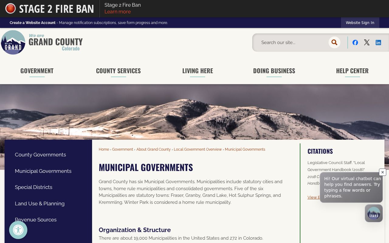 Grand County official municipality directory